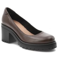 Brązowe Półbuty Armodo Eleganckie Obuwie Damskie Na Obcasie. Brązowe półbuty damskie Armodo, bez wzorów, ze skóry, biznesowe, bez obcasa, na obcasie. Za 297.99 zł.