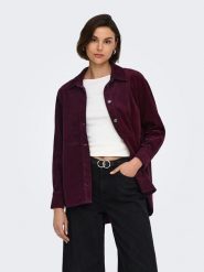 JDY Koszula sztruksowa w kolorze bordowym rozmiar: XS. Czerwone koszule damskie JDY, xs, bez wzorów, z bawełny, bez kołnierzyka, bez ramiączek. Za 149.95 zł.