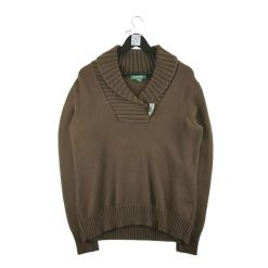 Second life - Damski brązowy sweter - Jak nowy. Brązowe golfy damskie Ralph Lauren, bez wzorów, bez ramiączek. Za 127.76 zł.