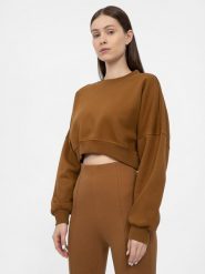 4F Bluza crop top nierozpinana bez kaptura damska L. Brązowe bluzy bez kaptura damskie 4f, l, z dzianiny. Za 149.99 zł.