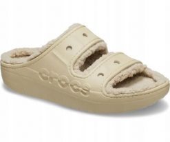 Klapki Dla Dorosłych Crocs Baya Cozzy Sandal. Brązowe klapki damskie Crocs, bez wzorów, z materiału, bez obcasa. Za 149.99 zł.