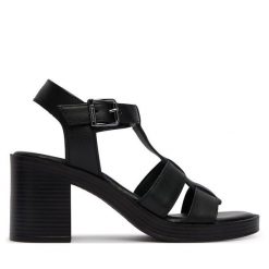 Sandały Tamaris. Czarne sandały damskie Tamaris, bez wzorów, bez obcasa, na słupku. Za 379.99 zł.