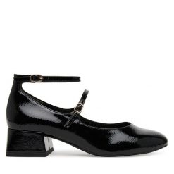 Półbuty Tamaris. Czarne półbuty damskie Tamaris, bez wzorów, bez obcasa, na obcasie. Za 209.99 zł.