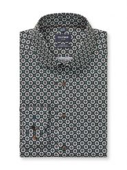 OLYMP Koszula "Luxor" - Modern fit - w kolorze biało-zielonym rozmiar: 40. Białe koszule męskie Olymp, bez wzorów, z bawełny, bez kołnierzyka, bez ramiączek. Za 122.38 zł.