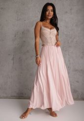 Różowa Spódnica High Waist Zdobiona Drobnym Plisowaniem Aniope. Czerwone spódniczki damskie Renee, m, z aplikacjami, casualowe, z podwyższonym stanem, maxi, dopasowane. Za 119.99 zł.