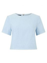 APART Bluzka w kolorze błękitnym rozmiar: 42. Niebieskie bluzki damskie Apart, bez wzorów, bez kołnierzyka, bez ramiączek. Za 344.95 zł.