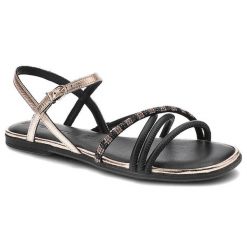 Czarne Sandały Tamaris Eleganckie Wygodne Buty Damskie. Czarne sandały damskie Tamaris, bez wzorów, bez obcasa. Za 179.00 zł.