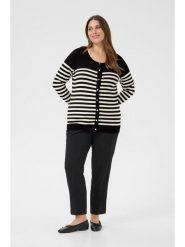 KAFFE curve Kardigan "Lizzy" w kolorze kremowo-czarnym rozmiar: L. Czarne kardigany damskie KAFFE curve, l, bez wzorów. Za 104.99 zł.