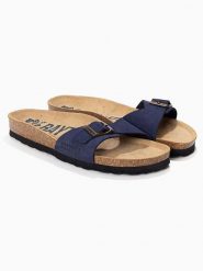 BACKSUN Skórzane klapki "Zephyr" w kolorze granatowym rozmiar: 38. Niebieskie klapki damskie Backsun, bez wzorów, ze skóry, bez obcasa. Za 139.95 zł.