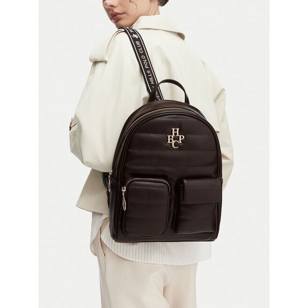 Plecak Beverly Hills Polo Club. Brązowe plecaki damskie Beverly Hills Polo Club, bez wzorów. Za 229.99 zł.