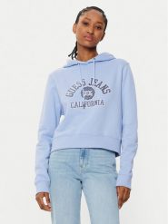 Guess Bluza W5RQ29 K68I4 Niebieski Regular Fit. Niebieskie bluzy bez kaptura damskie Guess, xxl, z bawełny. Za 189.99 zł.