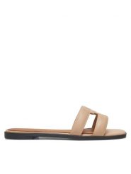 Tommy Hilfiger Klapki Th Logo Strap Mule FW0FW08671 Beżowy. Brązowe klapki damskie Tommy Hilfiger, bez wzorów, ze skóry, bez obcasa. Za 379.99 zł.