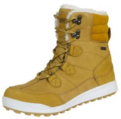 Wodoodporne buty zimowe damskie futro wełna jagnięca. Brązowe obuwie trekkingowe damskie GUGGEN MOUNTAIN, na jesień. Za 626.21 zł.