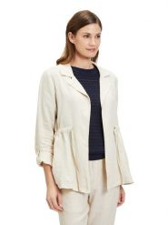 CARTOON Lniana kurtka przejściowa w kolorze kremowym rozmiar: 38. Brązowe kurtki damskie Cartoon, bez wzorów, ze lnu, bez kaptura. Za 158.10 zł.