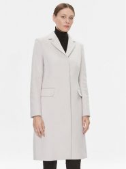 Calvin Klein Płaszcz wełniany Essential K20K206877 Écru Regular Fit. Płaszcze damskie CALVIN KLEIN, na zimę, bez wzorów, z wełny. Za 2,189.00 zł.