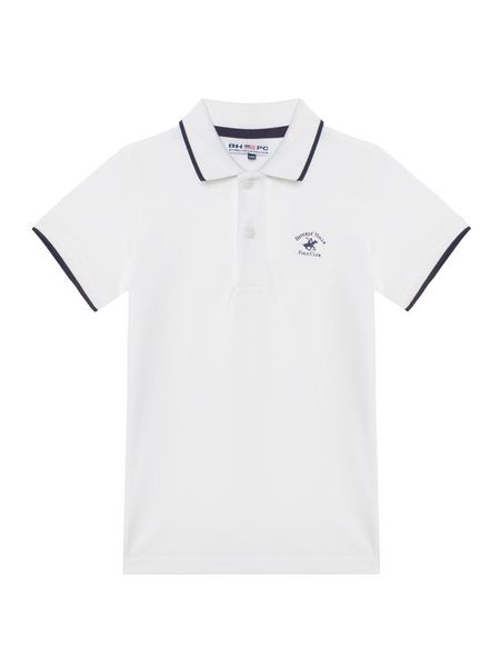 Beverly Hills Polo Club Polo W126-BHBPO-1053 Biały Regular Fit. Białe t-shirty chłopięce Beverly Hills Polo Club, bez wzorów, bez ramiączek. Za 69.99 zł.