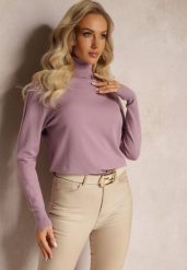 Różowy Sweter Golf o Dopasowanym Fasonie z Wiskozą Nalexa. Czerwone golfy damskie Renee, l, bez wzorów, z dzianiny, bez ramiączek. Za 54.99 zł.