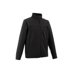 Kurtka Softshell trekkingowa Trek 100 WindWarm męska. Czarne kurtki męskie QUECHUA, m, bez wzorów, z elastanu, bez kaptura. Za 99.99 zł.