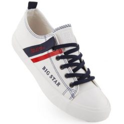 Trampki Big Star LL174005 białe. Białe trampki i tenisówki męskie bez wzorów, z materiału, bez zapięcia. Za 228.61 zł.