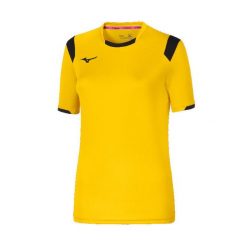Damska koszulka Mizuno Basic. Żółte t-shirty damskie Mizuno, m, bez wzorów, z materiału, bez kołnierzyka. Za 176.50 zł.