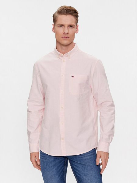Tommy Jeans Koszula Oxford DM0DM18335 Różowy Regular Fit. Czerwone koszule męskie Tommy Jeans, l, bez wzorów, z bawełny, bez kołnierzyka, bez ramiączek. Za 219.99 zł.