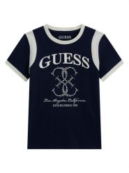 Guess T-Shirt J6YI25 K3757 Granatowy Regular Fit. Niebieskie koszulki dziewczęce Guess, z aplikacjami, z bawełny, bez ramiączek. Za 124.99 zł.