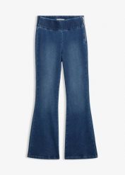 Jegginsy ocieplane z wysokim stanem i wygodną talią. Czarne legginsy damskie bonprix, bez wzorów, z jeansu. Za 154.99 zł.