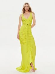 Elisabetta Franchi Sukienka wieczorowa AB-590-42E2-V780 Zielony Slim Fit. Zielone sukienki damskie Elisabetta Franchi, bez wzorów, z wiskozy, wizytowe, bez kołnierzyka, bez ramiączek. Za 1,739.00 zł.