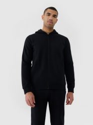 4F Bluza dresowa rozpinana z kapturem męska - czarna S. Czarne bluzy sportowe męskie 4f, bez wzorów, z bawełny, sportowe, bez kołnierzyka, bez ramiączek. W wyprzedaży za 129.99 zł.