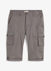 Długie bermudy, regular fit. Szare szorty męskie bonprix, bez wzorów. Za 114.99 zł.