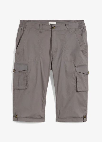 Długie bermudy, regular fit. Szare szorty męskie bonprix, bez wzorów. Za 114.99 zł.