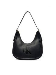 Calvin Klein Torebka Bold Ck Crescent Bag LV04F3427G Czarny. Czarne torebki klasyczne damskie CALVIN KLEIN, bez wzorów, ze skóry, bez dodatków. Za 529.99 zł.