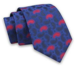 Męski Krawat Alties - Niebieski w Czerwone Paisley. Niebieskie krawaty i muchy męskie Alties, bez wzorów, z tkaniny, eleganckie. Za 49.00 zł.