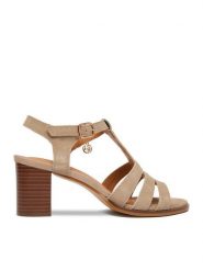 Lasocki Sandały CEO-25F531-4 Beżowy. Brązowe sandały damskie Lasocki, bez wzorów, ze skóry, bez obcasa, na słupku. Za 229.99 zł.