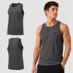 KOSZULKA MĘSKA 4F T-SHIRT NA RAMIĄCZKA BEZ RĘKAWÓW M307 XL SS26. Szare t-shirty męskie 4f, m, bez wzorów, z bawełny, bez kołnierzyka. Za 36.90 zł.
