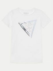 Guess T-Shirt J5RI12 K6YW4 Biały Regular Fit. Białe koszulki dziewczęce Guess, z aplikacjami, z bawełny, bez ramiączek. Za 59.99 zł.