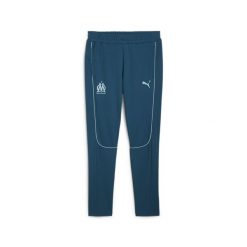 Męskie spodnie Casuals Olympique Marsylia PUMA Ocean Tropic Turquoise Surf Blue. Niebieskie spodnie materiałowe męskie Puma, bez wzorów, sportowe. Za 243.10 zł.