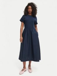 Tommy Hilfiger Sukienka codzienna WW0WW51148 Granatowy Regular Fit. Niebieskie sukienki damskie Tommy Hilfiger, na co dzień, s, bez wzorów, z bawełny, bez kołnierzyka, bez ramiączek, proste. Za 649.99 zł.