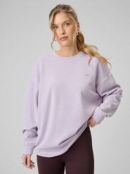 4F Bluza dresowa regular z modalem damska - fioletowa L. Fioletowe bluzy bez kaptura damskie 4f, l, z dresówki. Za 189.99 zł.