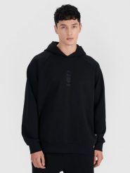 4F Bluza dresowa nierozpinana z kapturem męska - czarna XL. Czarne bluzy sportowe męskie 4f, bez wzorów, z bawełny, eleganckie, bez kołnierzyka, bez ramiączek. W wyprzedaży za 99.99 zł.