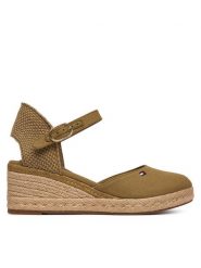 Tommy Hilfiger Espadryle Mid Wedge Espad Closed Toe FW0FW09233 Brązowy. Brązowe espadryle damskie Tommy Hilfiger, bez wzorów, z materiału, bez obcasa. Za 409.99 zł.