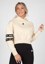 Tracey Cropped Bluza z kapturem - Beżowy. Brązowe bluzy sportowe damskie GORILLA WEAR, l, bez wzorów, z bawełny, bez ramiączek, z kapturem. Za 356.00 zł.