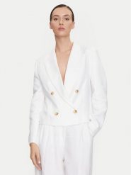 ViCOLO Marynarka TB0790 Biały Regular Fit. Białe marynarki i żakiety damskie ViCOLO, l, bez wzorów, ze lnu. Za 659.99 zł.