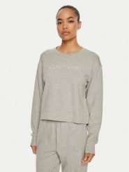 Calvin Klein Koszulka piżamowa Relaxed Crew Pullover QS7273E Szary Regular Fit. Szare koszule nocne damskie CALVIN KLEIN, xs, bez wzorów, z bawełny, bez ramiączek. Za 189.99 zł.