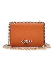 Guess Torebka w kolorze jasnobrązowym - 12 x 8 x 3 cm rozmiar: onesize. Brązowe torebki klasyczne damskie Guess, z aplikacjami, z materiału, bez dodatków. Za 285.49 zł.