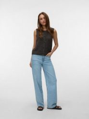 Vero Moda Kamizelka dzianinowa w kolorze brązowym rozmiar: L. Brązowe kamizelki damskie Vero Moda, l, z dzianiny. Za 109.95 zł.