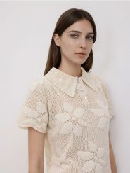 Ażurowy sweter - kremowy. Białe swetry klasyczne damskie Reserved, l, z bawełny, bez kołnierzyka. Za 119.99 zł.