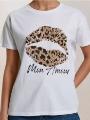 Koszulka z nadrukiem zwierzęcym - biały. Białe t-shirty damskie Sinsay, l, bez wzorów, bez kołnierzyka. Za 25.99 zł.
