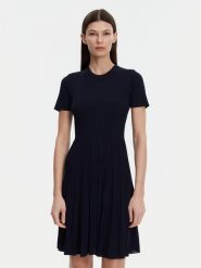 MICHAEL Michael Kors Sukienka dzianinowa MS5830OBFD Granatowy Slim Fit. Niebieskie sukienki damskie MICHAEL Michael Kors, na co dzień, l, bez wzorów, z dzianiny, bez kołnierzyka, bez ramiączek, proste. Za 779.99 zł.
