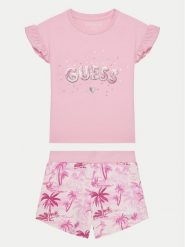 Guess Komplet t-shirt i spodenki K5GG05 K6YW4 Różowy Regular Fit. Czerwone koszulki dziewczęce Guess, z aplikacjami, z bawełny, bez ramiączek. Za 129.99 zł.